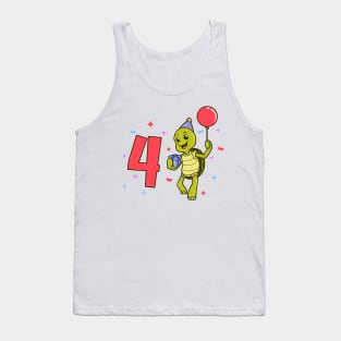 I am 4 with turtle - kids birthday 4 years old Tank Top